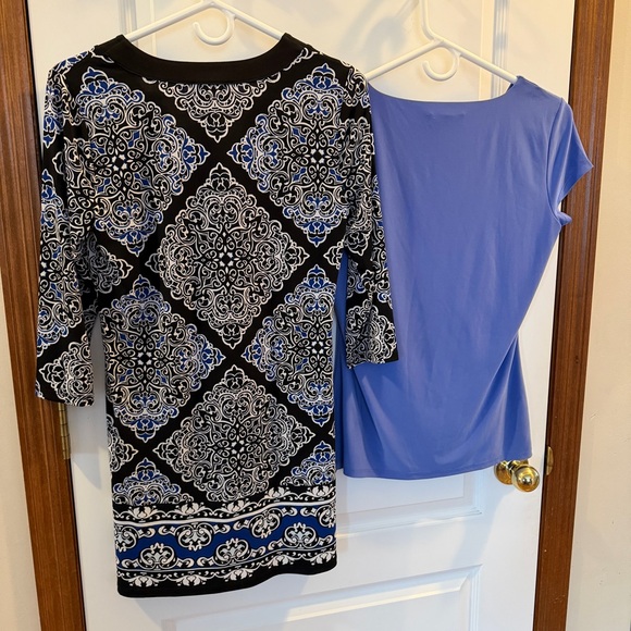 SET! White House Black Market Small Tops: Black/Royal Tunic + Blue/Purple Blouse - Picture 11 of 12